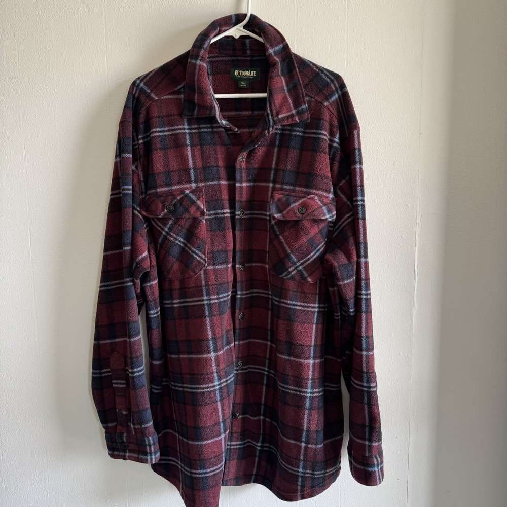 Outdoor Life Flannel XL Casual Button Up Shirt Mens Red